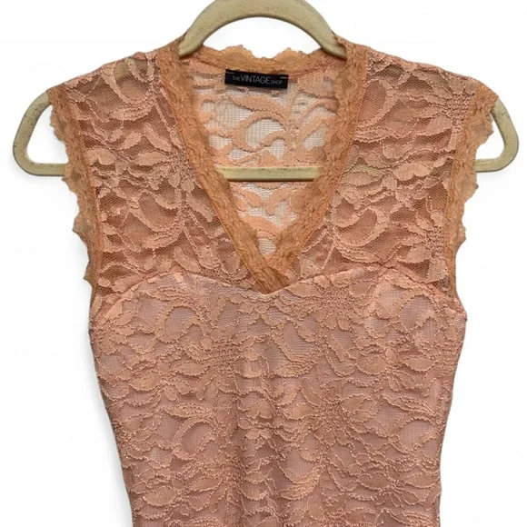 The Vintage Shop Peach Lace Midi Dress - Picture 4 of 7